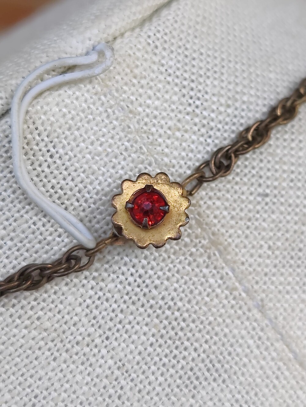 Antique Victorian Red Czech Glass Floral Necklace - Picture 6 of 9